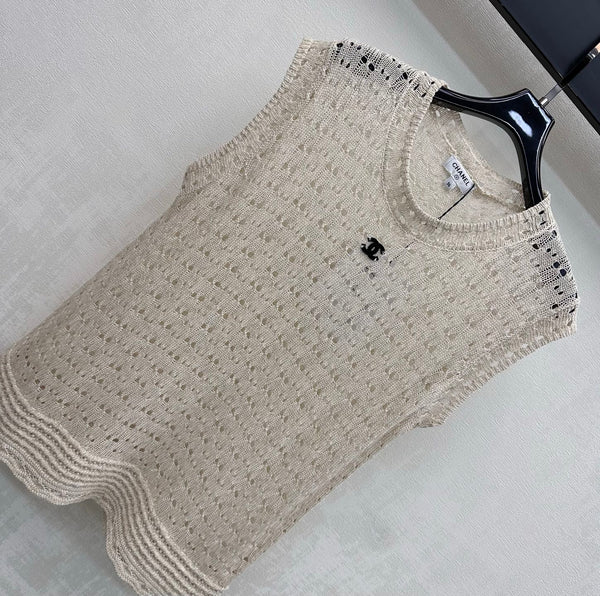 CC 26s Logo Knitted Vest Sage Cotton 378324