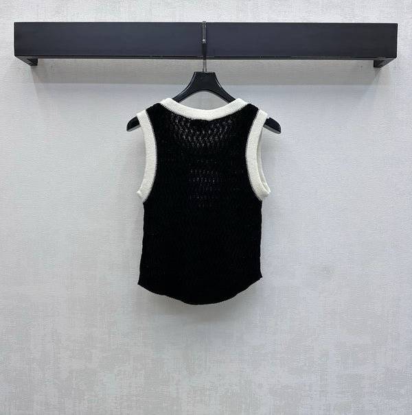 CC 26s Knit Vest Black Wool Polyester 378381