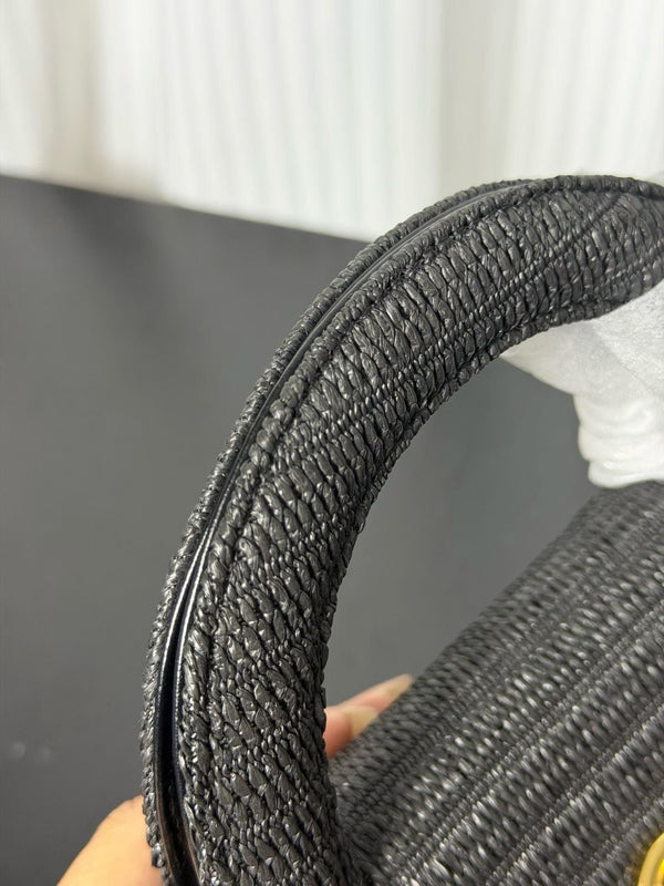 Chanel Kelly 2026 Bag 19cm Black Raffia Leather
