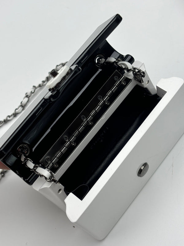CC Evening Bag White Black Acrylic