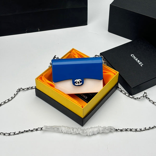 CC Evening Bag White Blue Acrylic