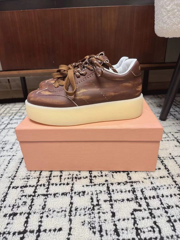 Miu Balance Sneakers Dark Brown Leather