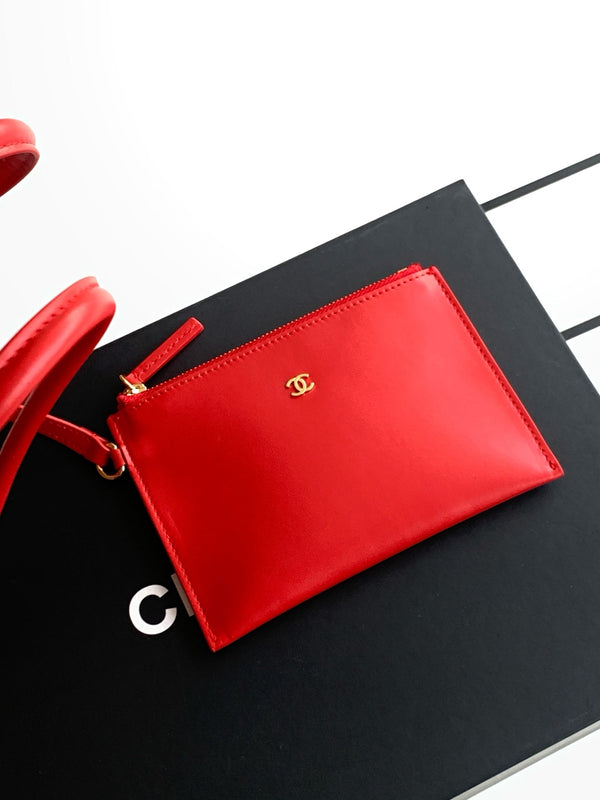 CC Large Bucket Bag Red Embroidered Mesh Calfskin