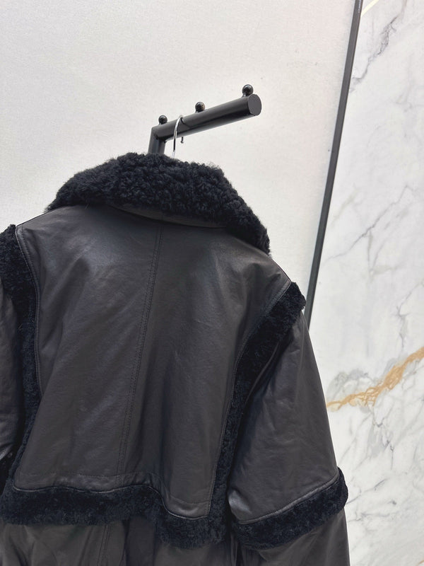 Burberry 25 Shearling-trimmed Bomber Jacket Black Fur Leather