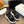 CHLOÉ NAMA WEDGE SANDALS IN BLACK FABRIC AND WHITE RUBBER