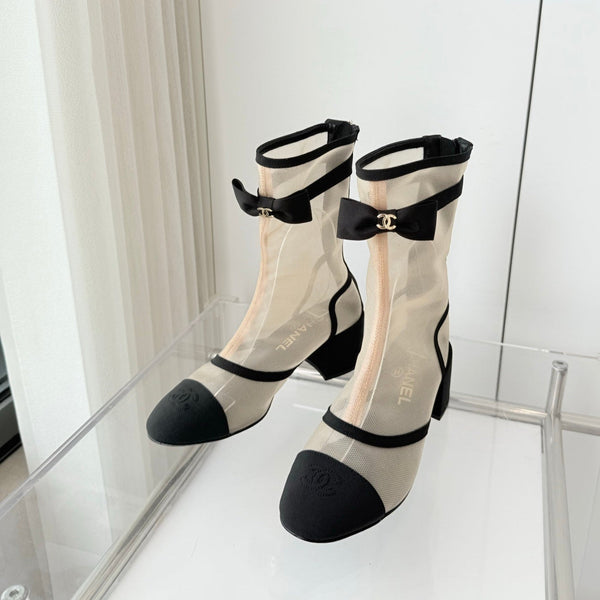 CC 25 Short Boot Beige Black Mesh Fabric 411469