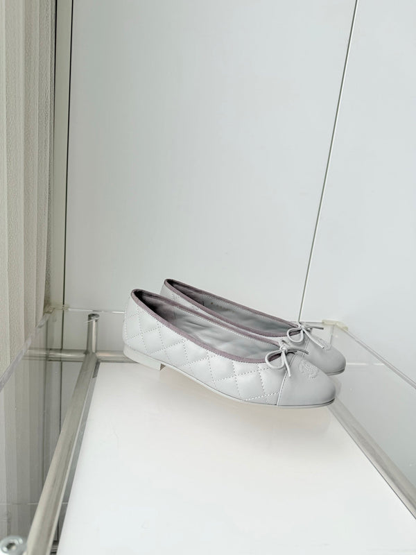 Chanel 2026 Ballet Flat Grey Quited Lambskin 697405