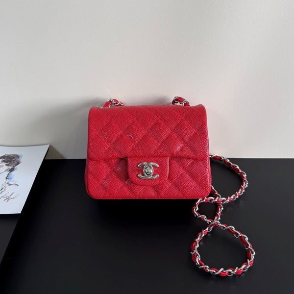 CC Flap Bag 17cm Red Caviar SHW 284745