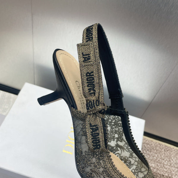 cd slingback pump 65 transparent mesh embroidered black sun motif