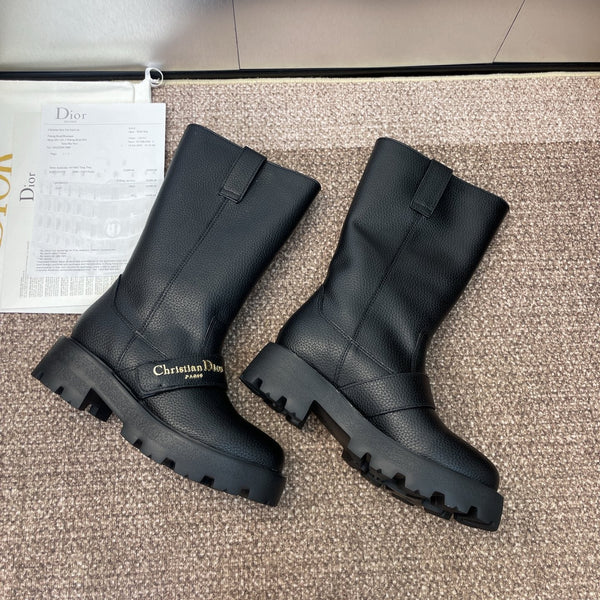 CD Ankle punk-inspired women's boots black cowhide