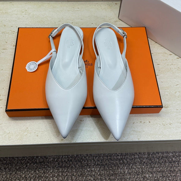 HM Nicoletta Slingback Flat White Calfskin 830186