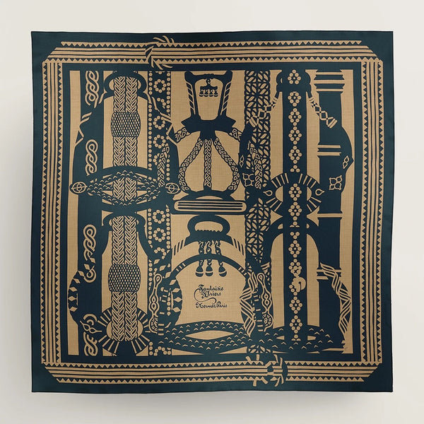 Fantaisie d'Etriers Scarf 140 CM Navy Blue Silk