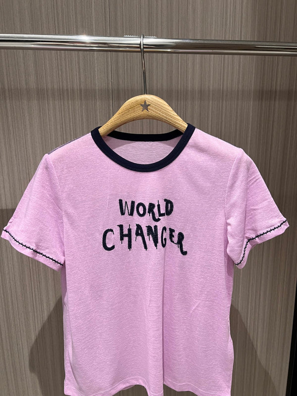 CC Embroidered Collared T-shirt Cotton