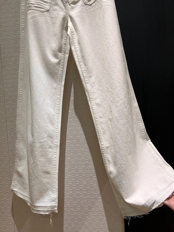 CD Straight Wide-leg Pants White Cotton