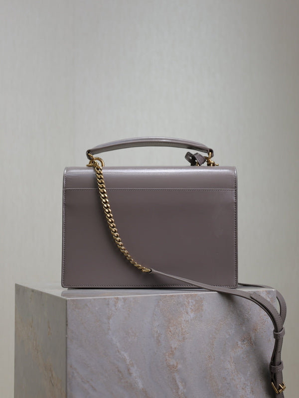 YSL Sunset Handbags 25cm Grey Cowhide
