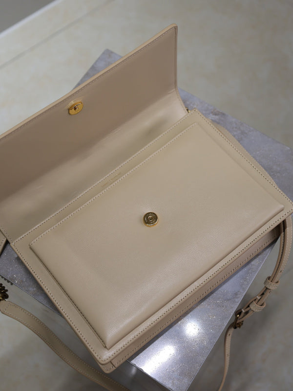 YSL Sunset Handbags 25cm Beige Cowhide