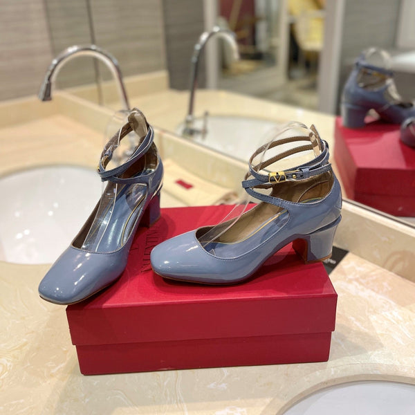 VLTN 26s VLogo Block Heels Light Blue Patent Leather 985373