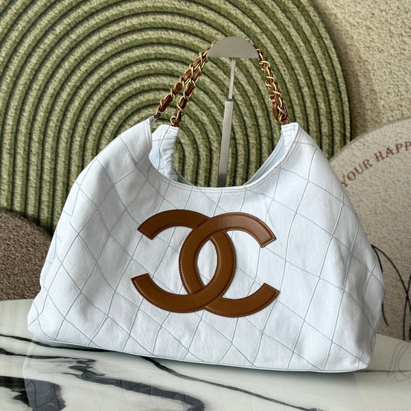 CC Coco Beach 2026 Small Tote Brown White Calfskin