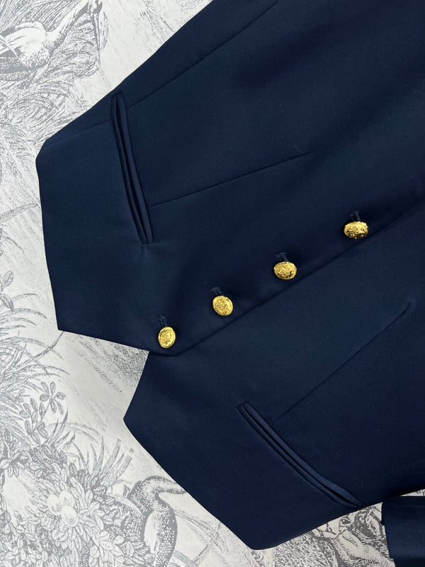 LV 25 Slight Waist Design Set Vest Blue Polyester
