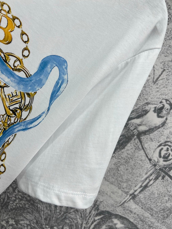 LV 25 Simple Basic Style Versatile T-Shirt White Cotton