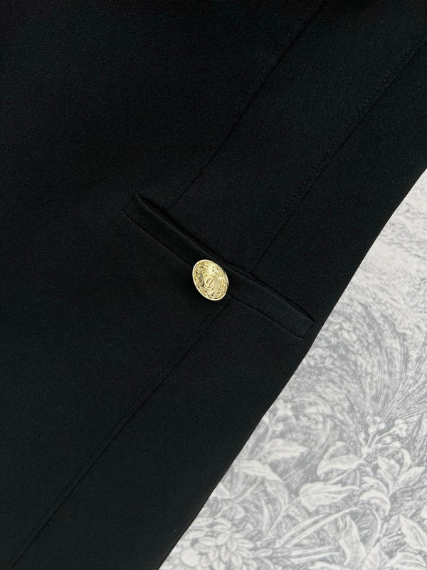LV 25 Sleeveless Slim Fit Dress Black Poliester