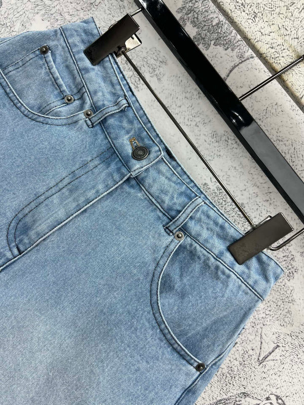 CD 25 Rolled Denim Short Light Blue Cotton