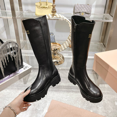 Miu Miu 2026 Knee-High Boots Black Calfskin 999645