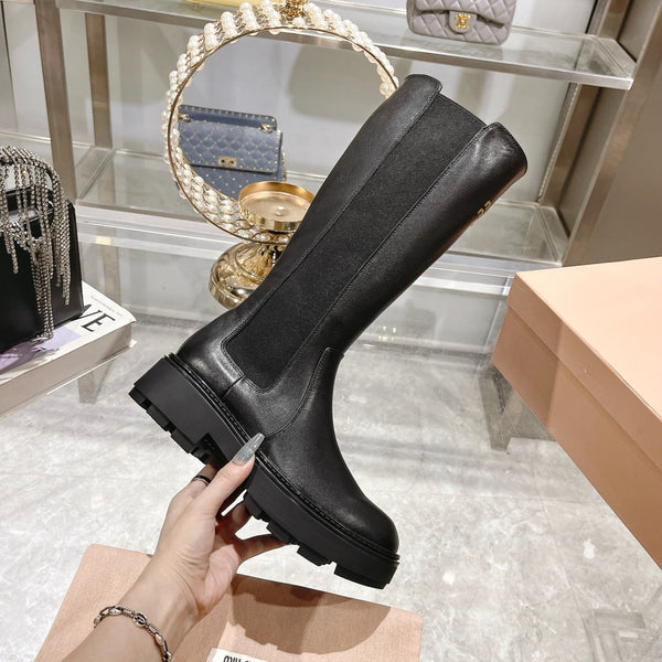 Miu Miu 2026 Knee-High Boots Black Calfskin 999645