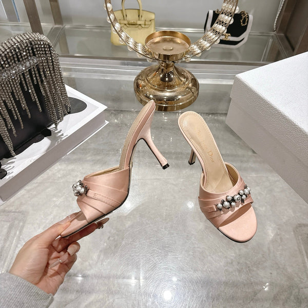 CC 26 High-Heeled Mules 85mm Pearl Light Pink Leather 592248