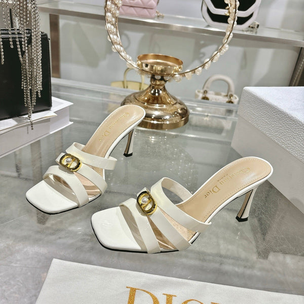 CD 26 High-Heeled Sandals 75mm White Patent Leather 592259