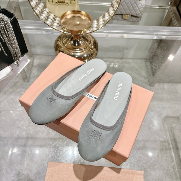 Miu Miu 26s Slippers Grey Mesh 679836