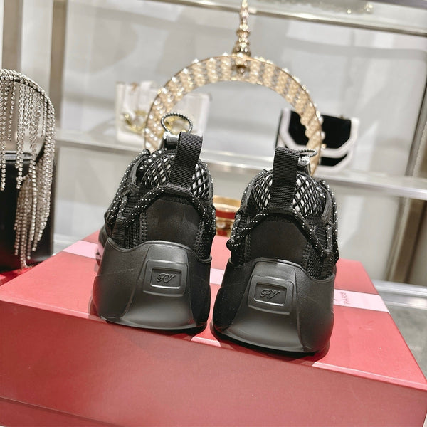 Roger Vivier Zag Sneakers Black Lace Lambskin 679803