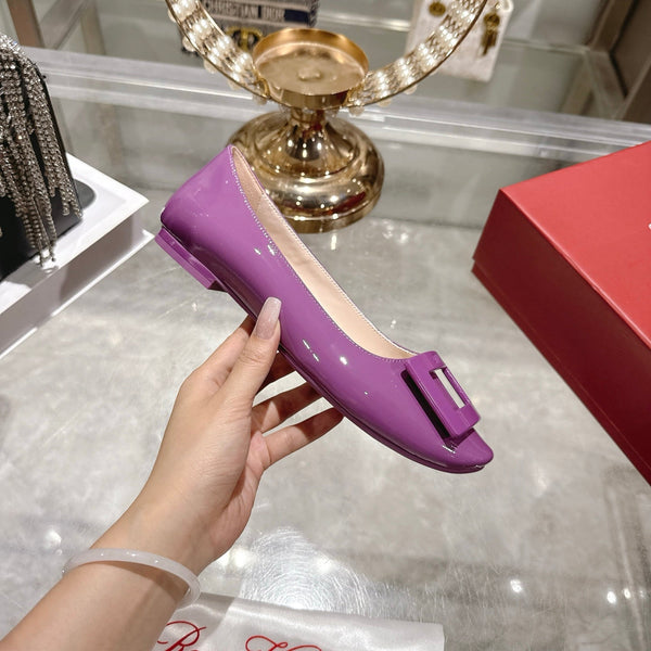 Roger Vivier 26s U Look Ballet Flat Purple Leather 679807