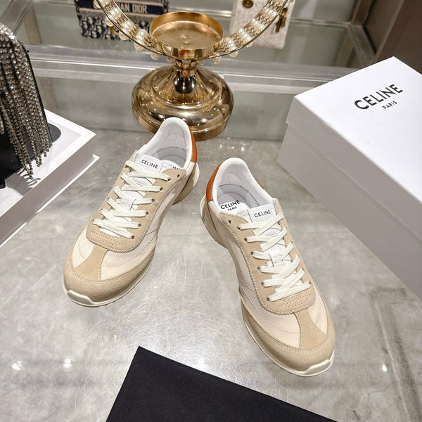 Celine Racer Sneaker Beige Suede Fabric 679818