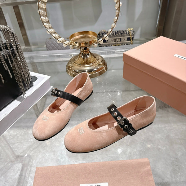 Miu 26s Ballerinas Light Pink Suede 679779