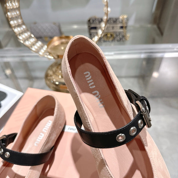 Miu 26s Ballerinas Light Pink Suede 679779