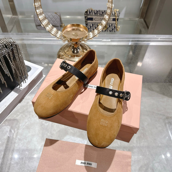 Miu 26s Ballerinas Brown Suede 679782