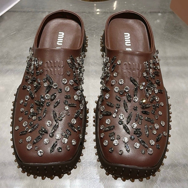 Miu Miu 2026 Embellished Studded Mule Calfskin 999598