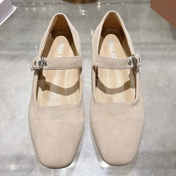 Miu Miu 2026 Square Toe Ballet Flats Suede 999626