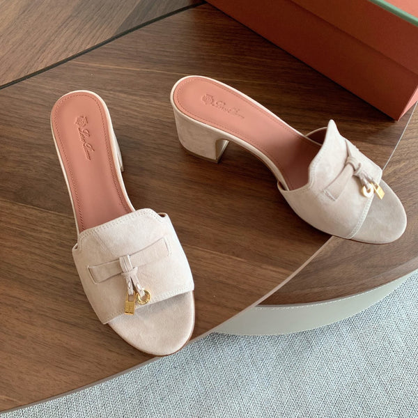 LP 26s Summer Mule Heels 60mm In Light Beige Suede