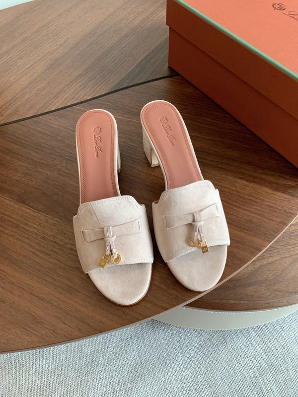 LP 26s Summer Mule Heels 60mm In Light Beige Suede