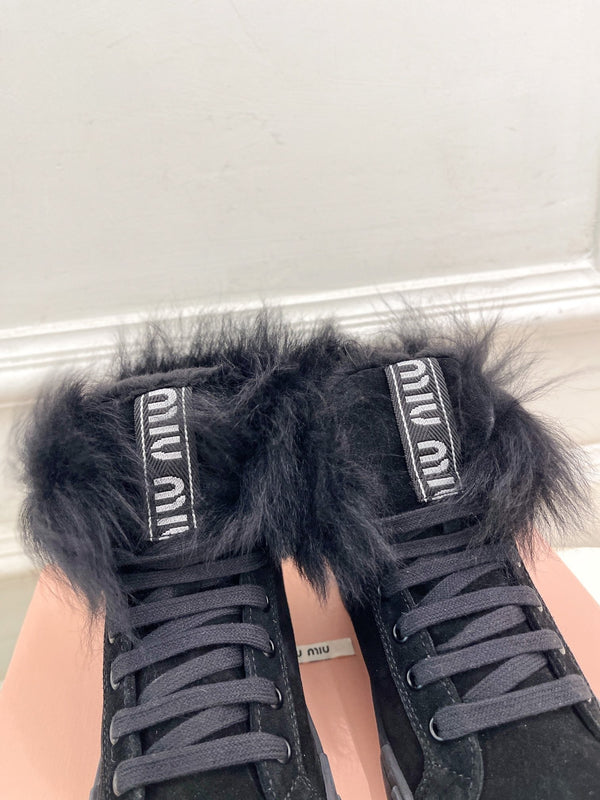 Miu Ankle Boots Black Wool