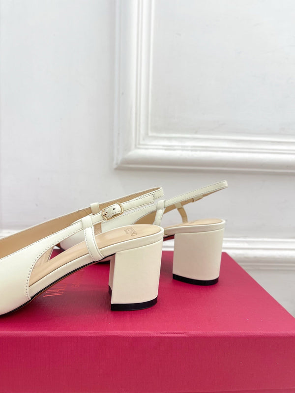 Valet Du Roi Slingback Pumps 60mm White Tan Goatskin 307479