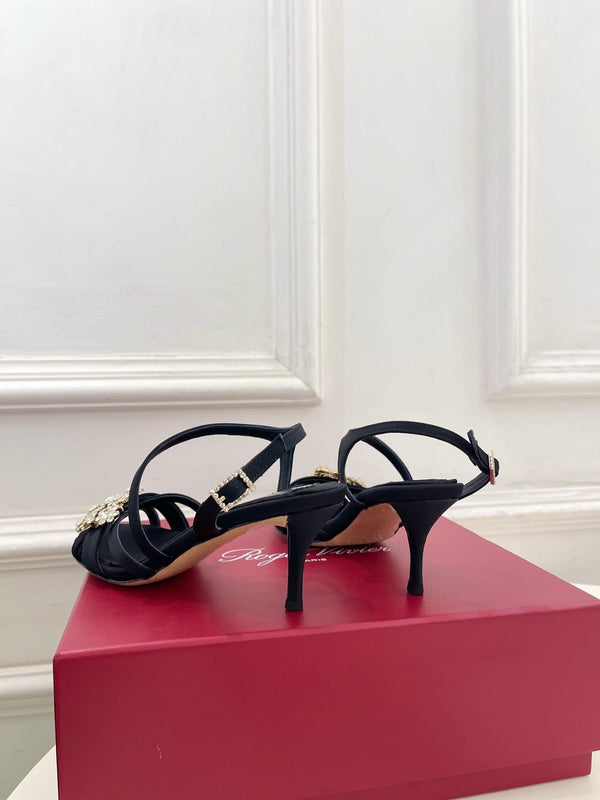 RV Efflorescence Sandals 6.5cm Black Satin 631969