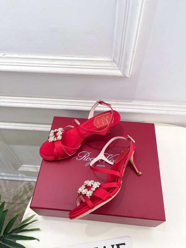 RV Efflorescence Sandals 6.5cm Red Satin 631971