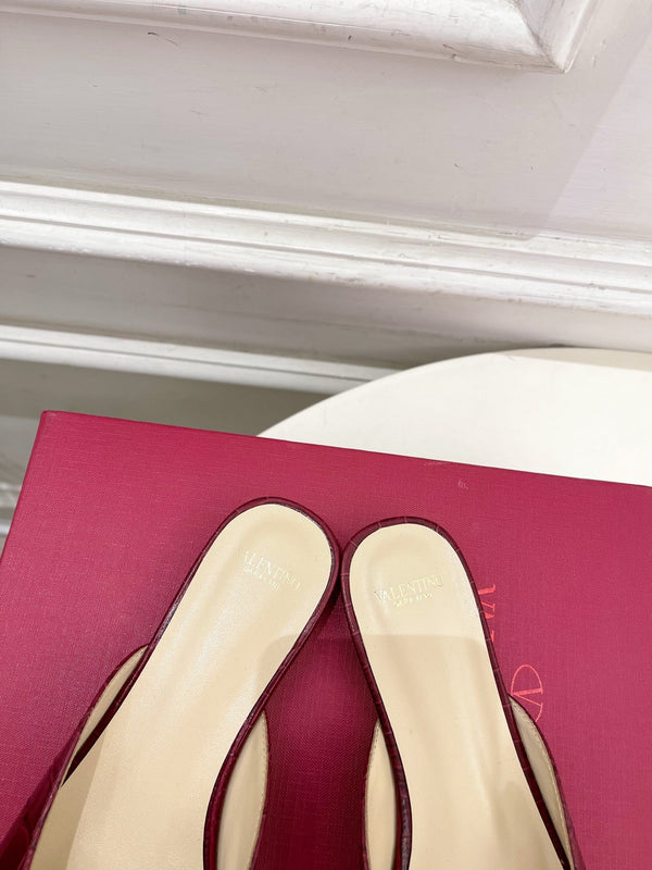 Vlogo Slides Burgundy Croc-Embossed Leather 746270