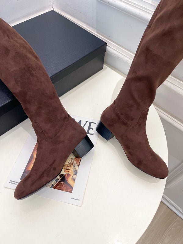 CC 26S Logo Overtheknee Boots 4cm Brown Suede 111844