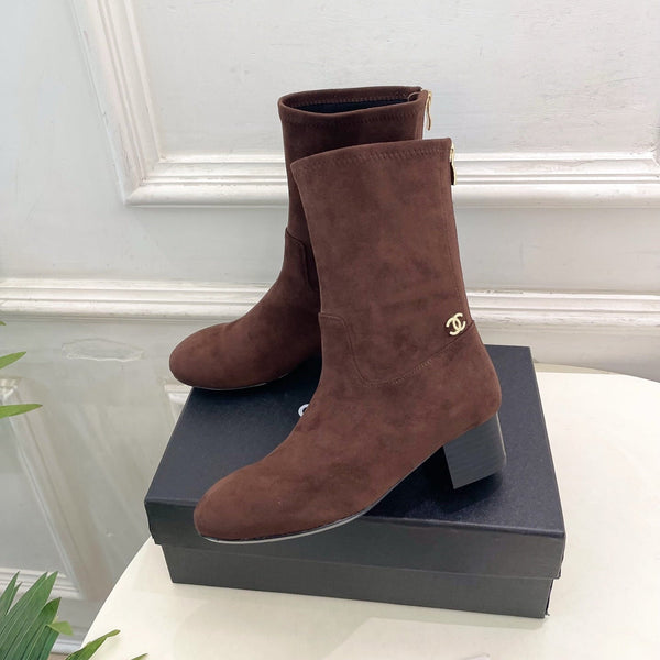 CC 26S Logo Botines 4cm Brown Suede 111848