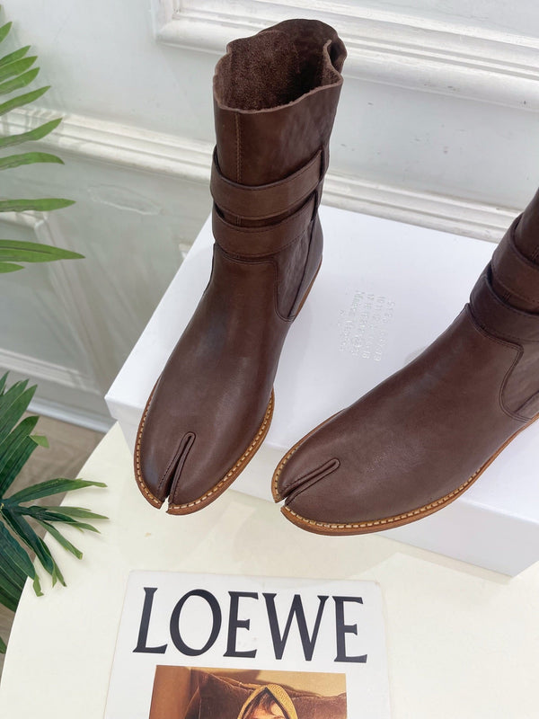 MM Tabi Ankle Boots 4cm Dark Brown Smooth Leather 112287