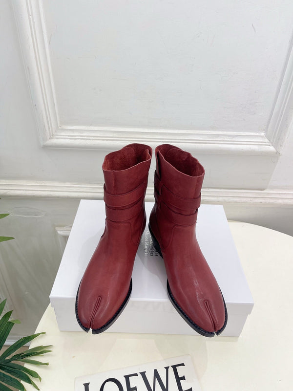 MM Tabi Ankle Boots 4cm Burgundy Smooth Leather 112289